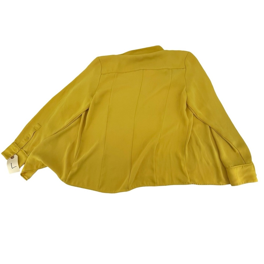 Babaton Women Button Down Utility Shirt Mustard Yellow Polyester Large